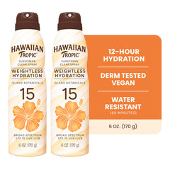 Hawaiian Tropic back label detailing ingredients and usage instructions for safety