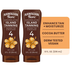 Hawaiian Tropic back label close-up with ingredients and instructions visible