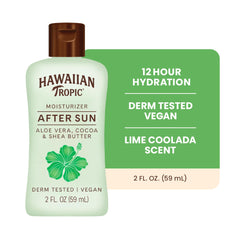 Hawaiian Tropic close-up of label highlighting lime coolada scent and clarity