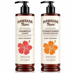 Hawaiian Tropic front packaging showing both bottles and island fragrance benefit