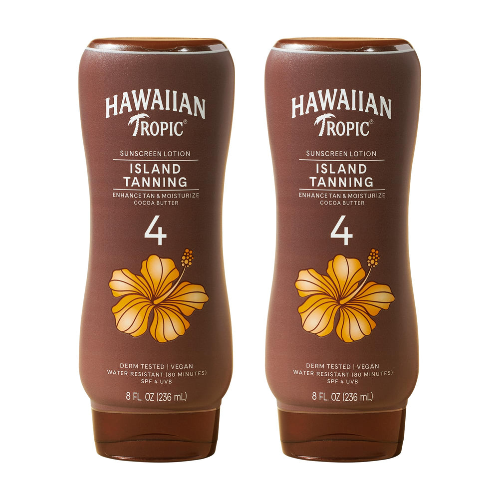 Hawaiian Tropic front packaging showing SPF 4 and moisturizing benefits