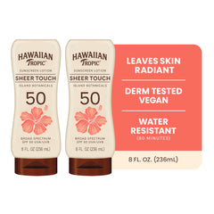 Hawaiian Tropic bottle open cap dispensing lotion for easy use