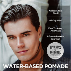 Hawkins & Brimble open jar texture illustrating creamy, easy-to-work benefit