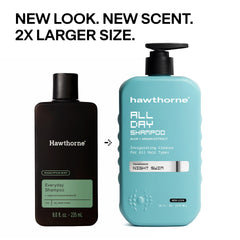 Hawthorne shampoo pouring texture closeup showing gentle cleanse and lather