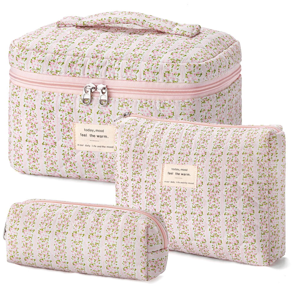 HBselect front view of floral quilted bag set showing organized storage benefit