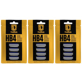 HeadBlade front packaging showing HB4 3-pack and total 12 blades, clear benefits