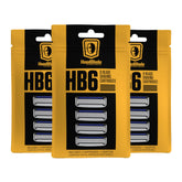HeadBlade HB6 front packaging showing 3-pack and 12 blades, clear benefit of convenience