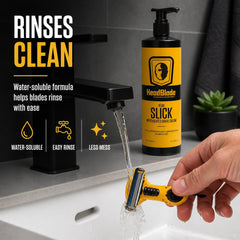 HeadBlade HeadSlick in use as man shaves scalp for confident, comfortable results