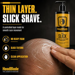 HeadBlade HeadSlick pump top close-up for easy dispensing and neat application