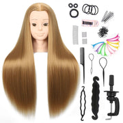 headdoll front view manikin head showing full-length hair for practice