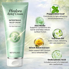 Healora cream texture swirl showing non-greasy, fast-absorbing finish benefit