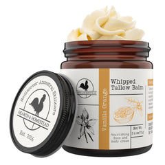 Hearth and Homestead jar front showing vanilla orange label and clear usage benefit