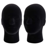 Hedume front view black mannequin head showing clean display and contrast