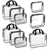 Hedume front view of all nine clear bags showing organization benefit