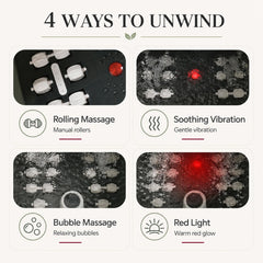 Hehxmksp bubbles and red light activation creating calming soak sensations