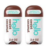hello Sweet Coconut front packaging showing two sticks and tropical appeal