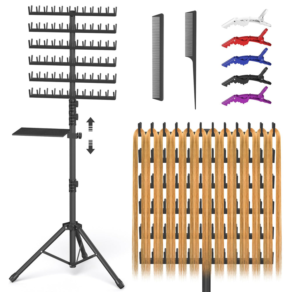 Hemndic front view assembled braiding rack showing organization and efficiency