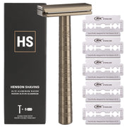 Henson Shaving tan razor front view showing sleek design and reliable performance