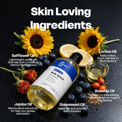 Her Fantasy Box lightweight oil on skin demonstrating silky, hydrating finish