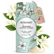 Herb & Root front canister showing rose scent and generous 6 oz size benefit
