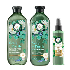 Herbal Essences front packaging showing trio and refreshing eucalyptus scent