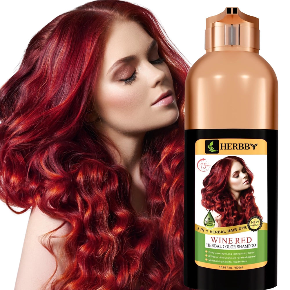 HERBBY front bottle showing wine red color and clear usage benefit