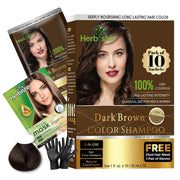 Herbishh front packaging showing dark brown travel sachets and benefit quick coverage
