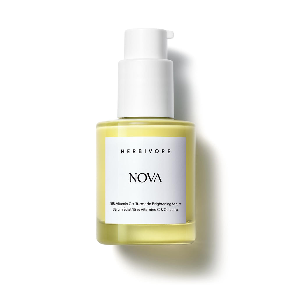 HERBIVORE front bottle view showing label and brightening benefits