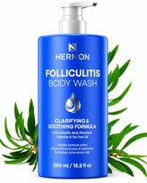 Hermon bottle front view showing clean packaging and benefit of clarifying wash