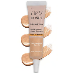 Hey Honey front packaging showing full-coverage concealer benefits