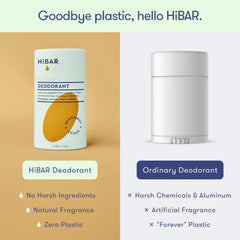 HiBAR open tube with label visible highlighting ingredients and recyclable claim