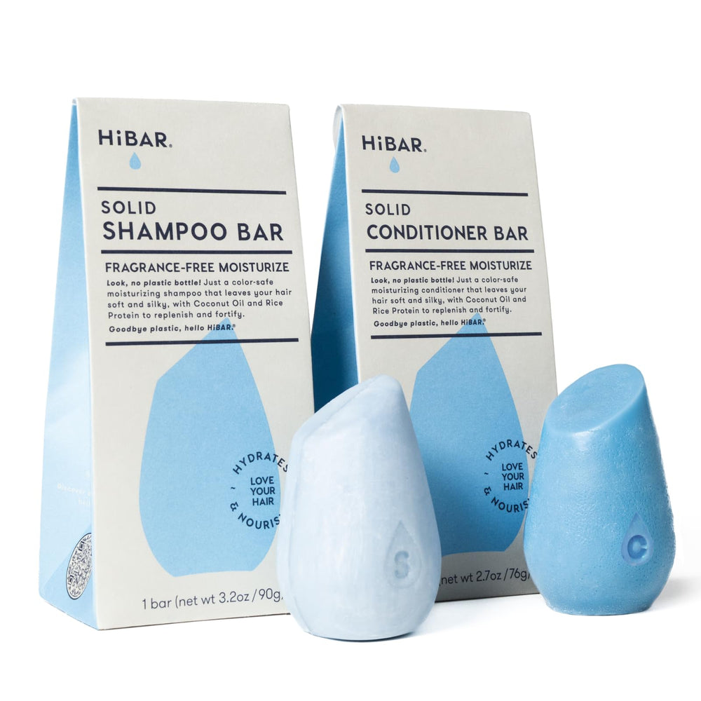 HIBAR front packaging showing moisturizing fragrance-free set benefits
