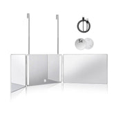 HIEEY front view trifold mirror with LEDs showing wide-angle benefit