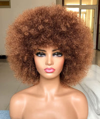 HIHOO front view of short afro wig showing natural silhouette and instant volume