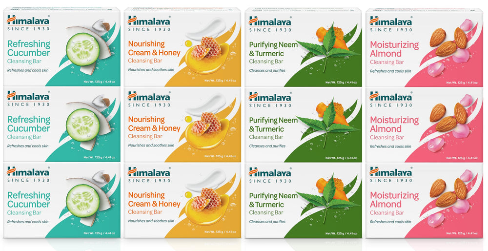 Himalaya variety pack front packaging showing four soap types and benefits