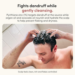 hims creamy lather texture demonstrating gentle cleanse and flake removal