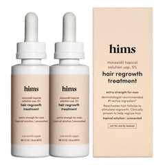 hims front packaging showing product and two-month benefit
