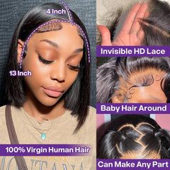HIRIREMY close-up of 13x4 HD transparent lace frontal for seamless blend
