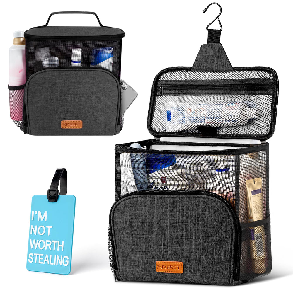 Hiverst front view showing compact tote and outer zip pockets for easy access
