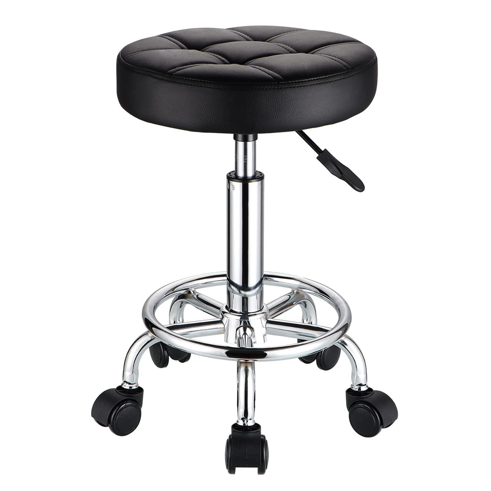 HMTOT front view of round stool showing compact profile and mobility benefit