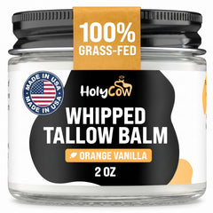 HolyCow jar front view showing orange vanilla scent and compact 2 oz size for travel