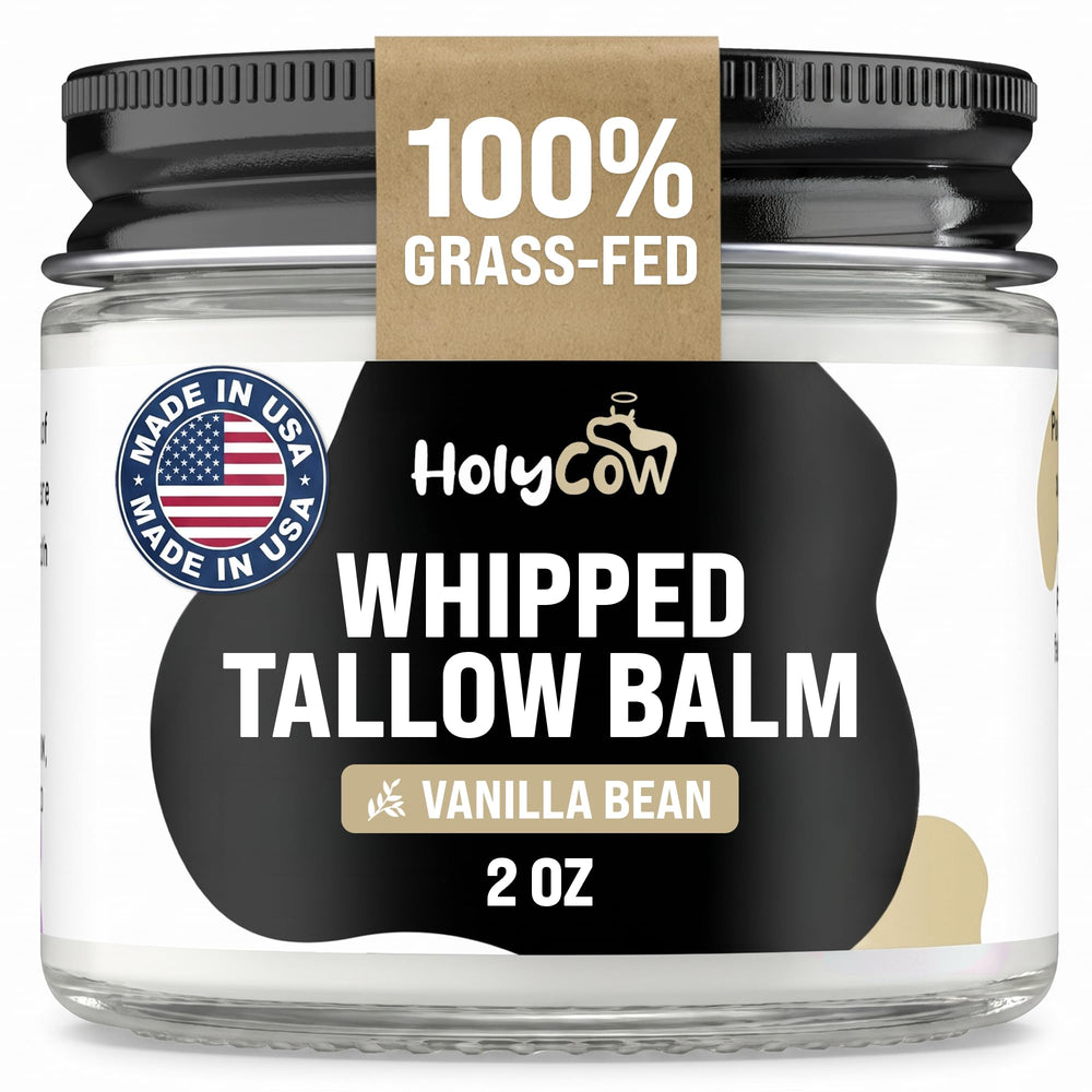 HolyCow jar front view showing label and tidy 2 oz benefit