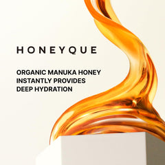 HONEYQUE creamy lather in hand showing gentle foam and thorough cleansing