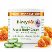 Honeyskin front packaging 4oz showing label and benefits