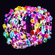 HONLYNE flower crown front view showing full floral arrangement and glow