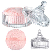 HONSIO front view of pink puff set showcasing elegant storage and quick access