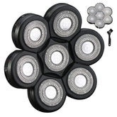 HONTEC 7D black front view showing seven-blade head and universal mount for quick replacement