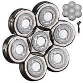 HONTEC front packaging showing seven silvery replacement heads and benefit of refreshed shave