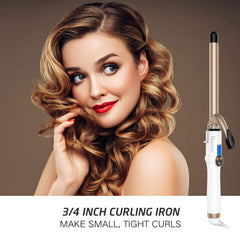 HOSON close-up of tourmaline ceramic barrel, reduces frizz and protects hair