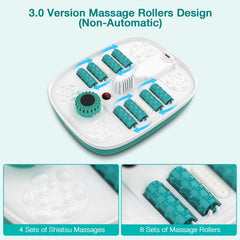 HOSPAN collapsed foot spa tucked under bed illustrating space-saving storage benefit